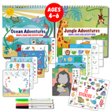 Small 7" Dry Erase Activity Book (incl. 2 Washable Markers & Reusable Stickers) from UnbuckleMe®