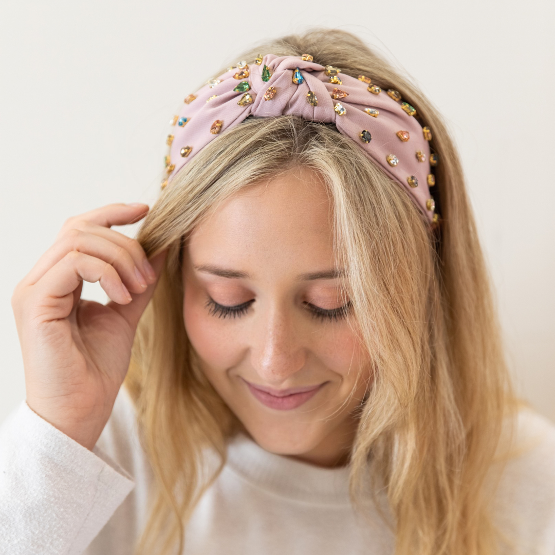 Traditional Knot Headband - Light Pink Gem From Headbands of Hope