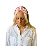 Ultra Soft Knotted Headband - Pink Checkered From Headbands of Hope