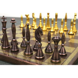 Brass Metal Modern Luxury Chess Pieces & Board Set 14" - Antique Copper & Gold From Royal Chess Mall