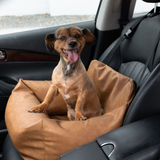 PupProtector™ Faux Leather Memory Foam Dog Car Bed - Camel From Paw.com