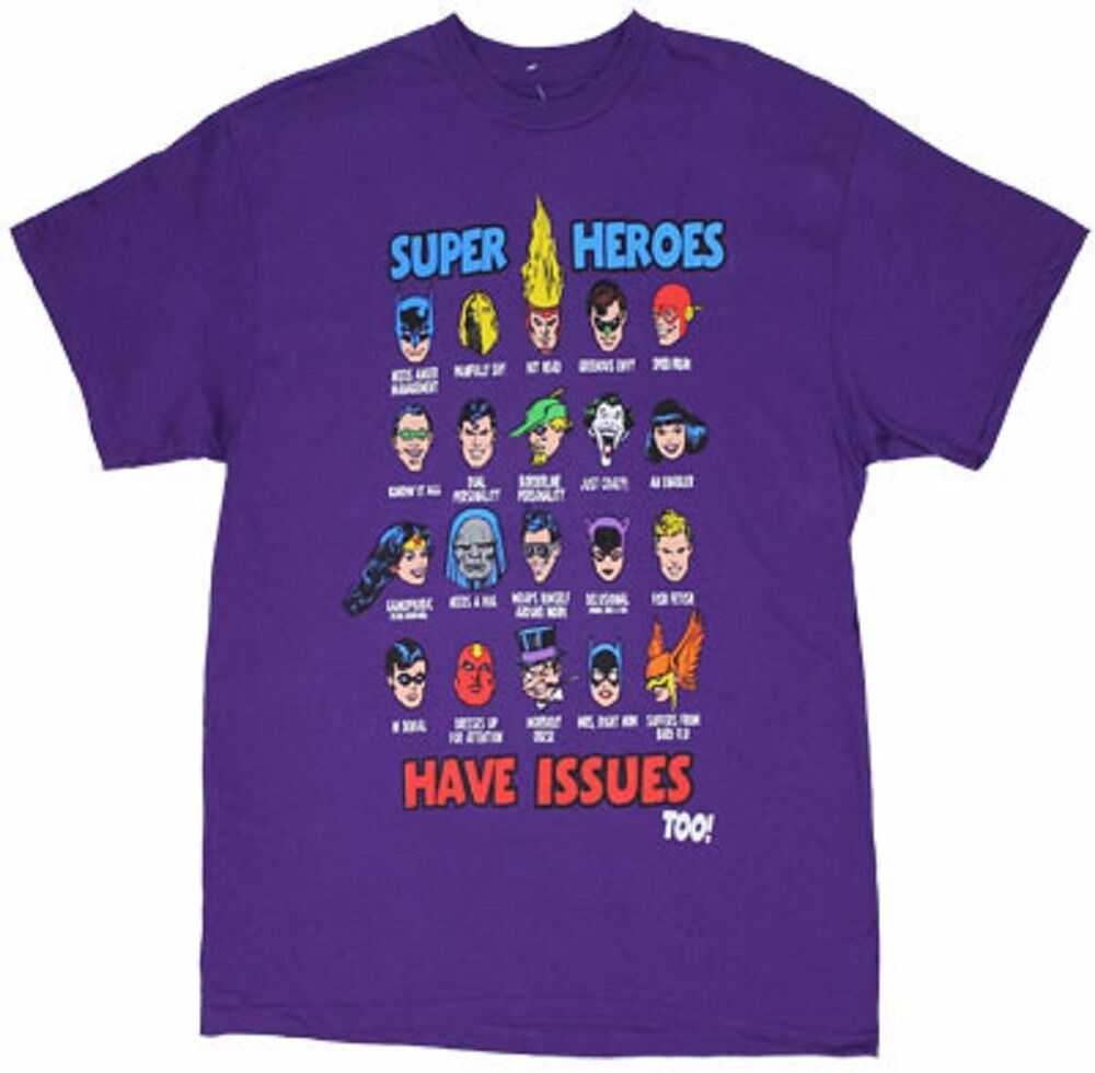 Super Heroes Have Issues Too DC Comics Adult T-Shirt From Your Favorite T Shirts
