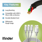 10 Foot 3-in-1 Universal Charging Cable - 60 Piece Display Bundle from Mila Lifestyle Accessories
