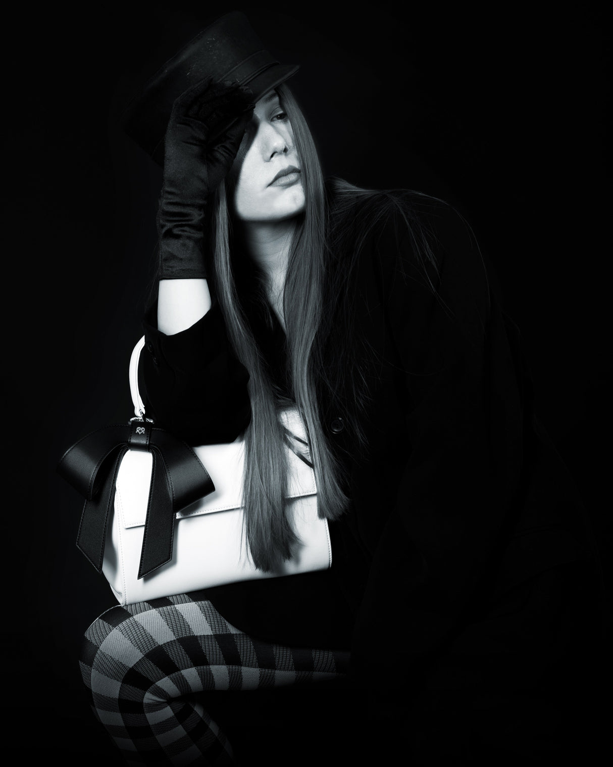 Cottontail - White+Black Vegan Leather Bag from Gunas New York