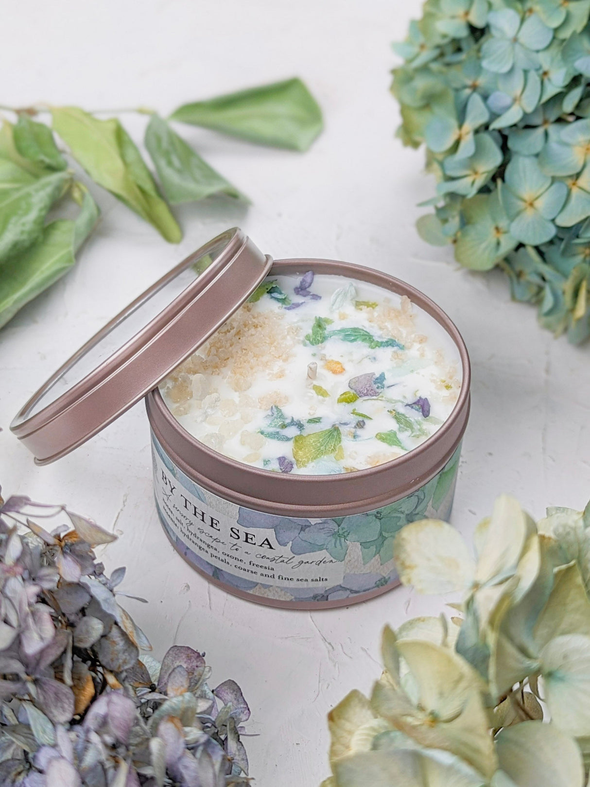 BY THE SEA Hydrangea Sea Salt Candle from Ash & Rose