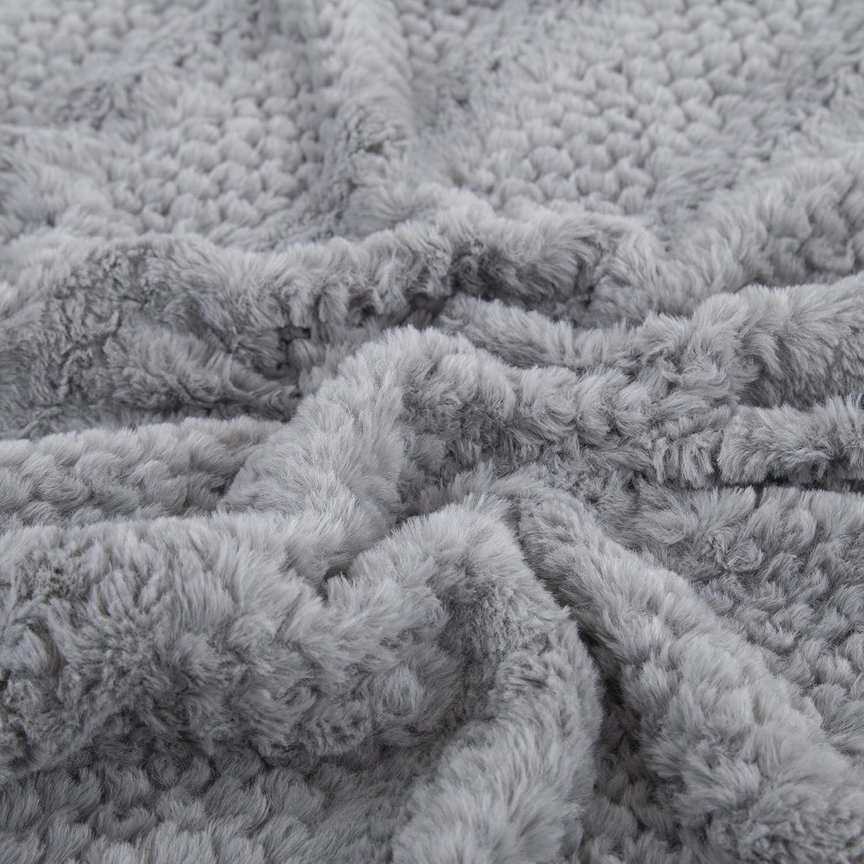 Tache Dark Grey Faux Fur Throw Blanket Bubble Textured Striped Embossed (#11)