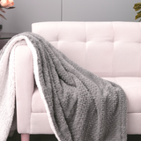 Tache Dark Grey Faux Fur Throw Blanket Bubble Textured Striped Embossed (#11)