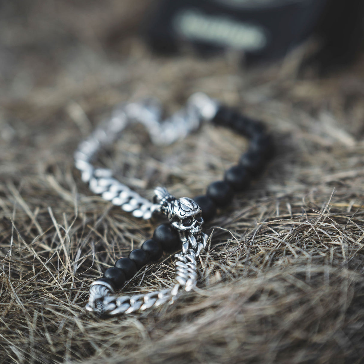 Skullistic Double Layer Obsidian Bracelet from Zapps Clothing