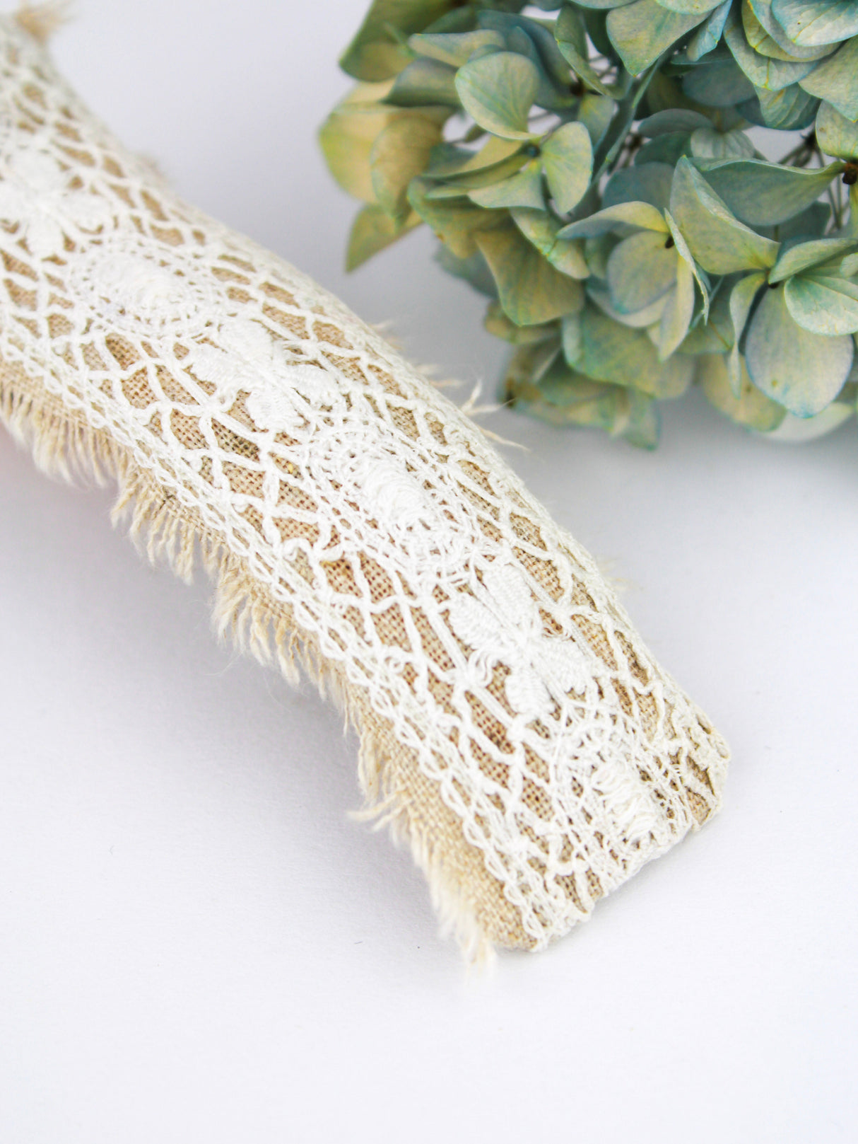 Amelia Lace and Linen Hair Clip from Ash & Rose