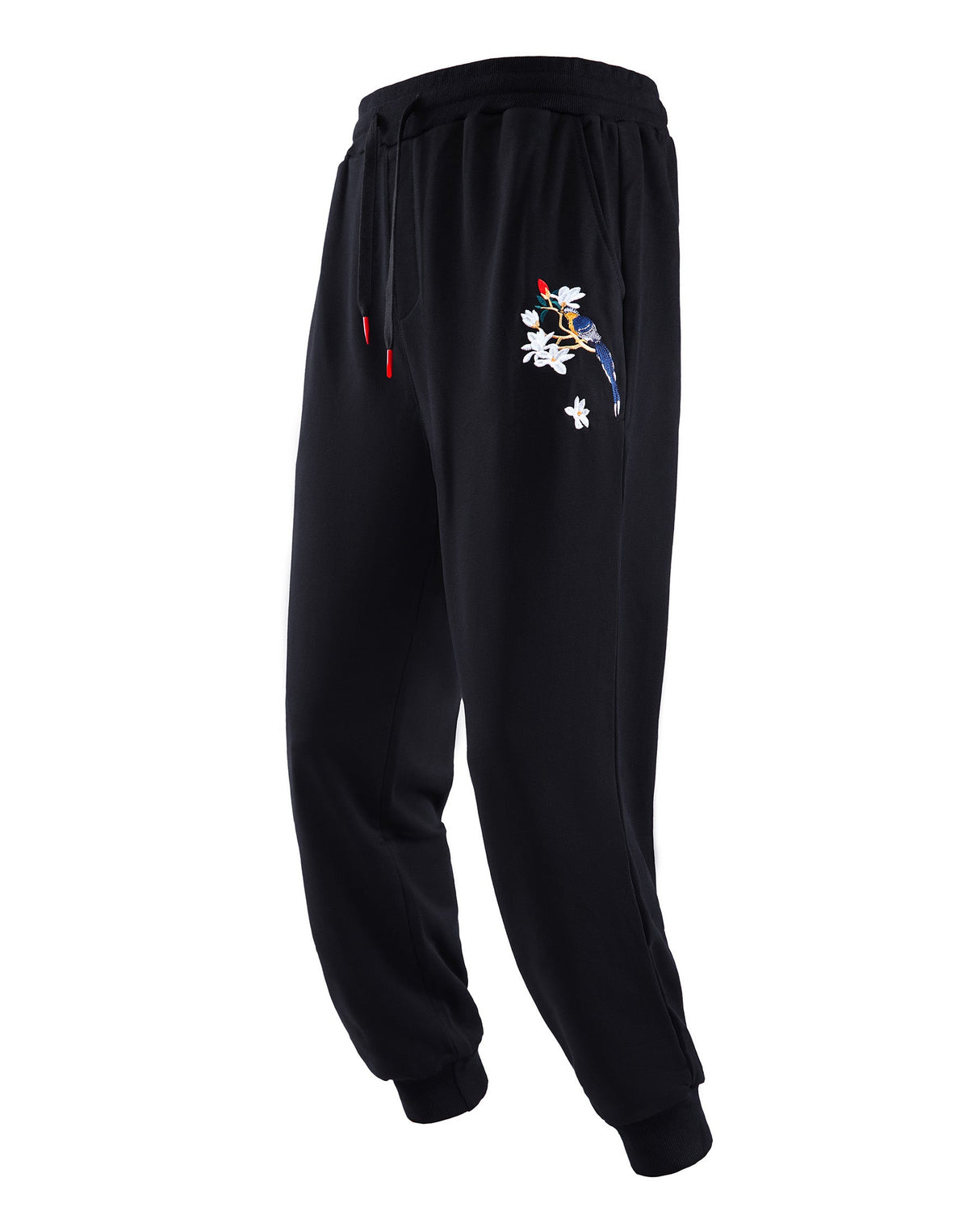 Flowers and Birds Embroidery Joggers  From Niepce Inc