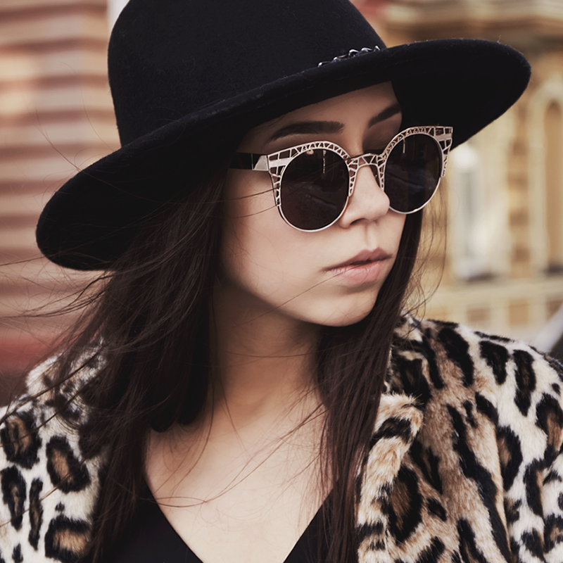 Women's Indie Round Metal Laser Cut Mesh Cat Eye 9432 from zeroUV