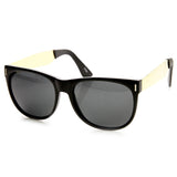 Trendy Indie Hipster Super Retro Metal Arm Horned Rim Sunglasses 8687 from zeroUV