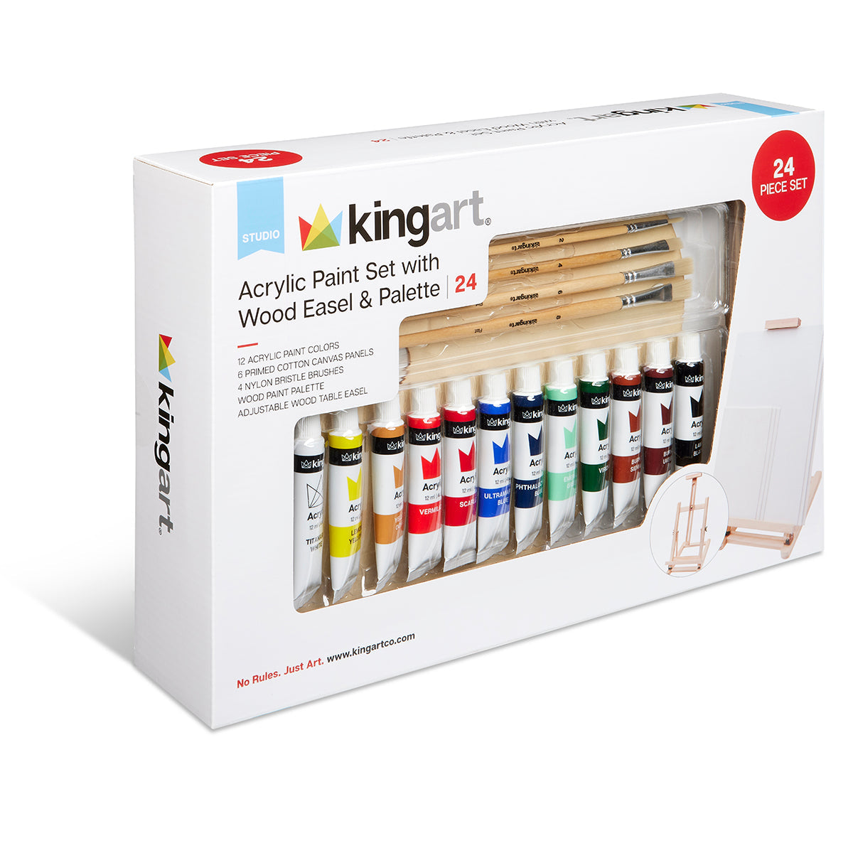Acrylic Painting Set with Table Easel, 24 pc from KINGART