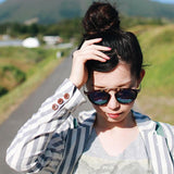 Arched Marble Pattern P3 Mirrored Lens Round Sunglasses A218 from zeroUV