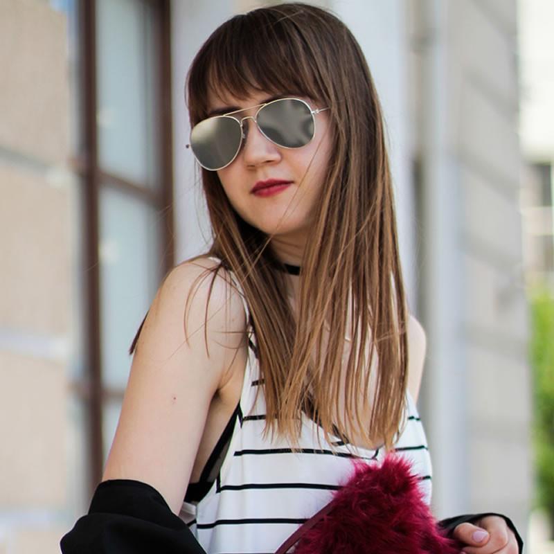 Modern Flat Lens Wire Metal Aviator Sunglasses A174 from zeroUV