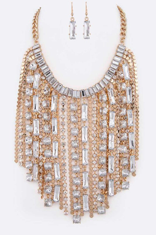Crystal Fringe Chain Statement Necklace Set from My Pampered Life Seattle