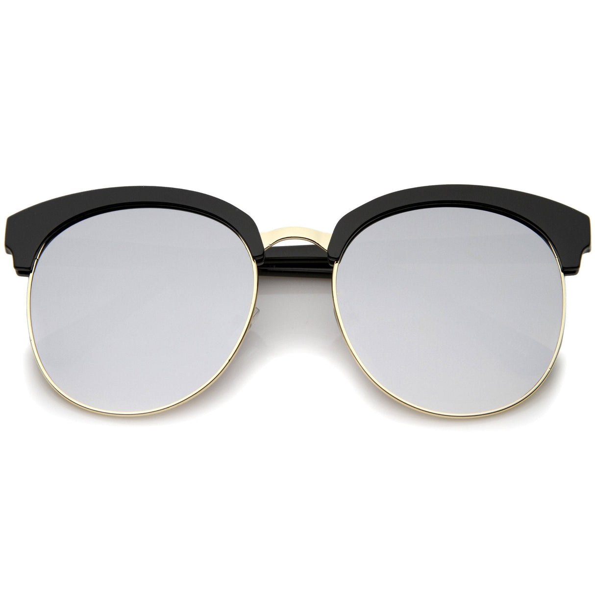 Women's Oversize Round Half Frame Flash Lens Sunglasses A388 from zeroUV