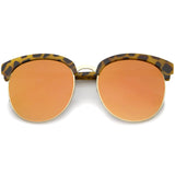 Women's Oversize Round Half Frame Flash Lens Sunglasses A388 from zeroUV
