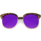 Women's Oversize Round Half Frame Flash Lens Sunglasses A388 from zeroUV