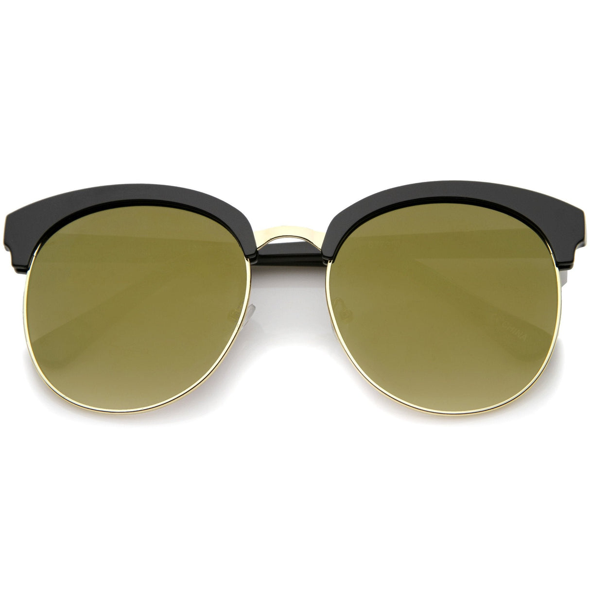 Women's Oversize Round Half Frame Flash Lens Sunglasses A388 from zeroUV