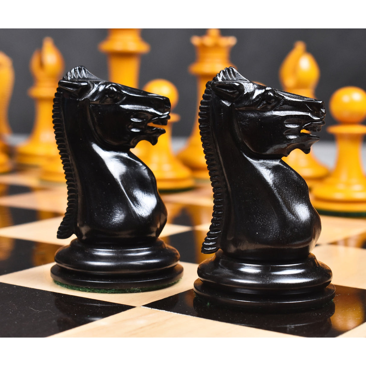 Leuchars Cook Staunton Chess Set- Chess Pieces Only - Ebony Wood & Antiqued Boxwood - 4.5" From Royal Chess Mall