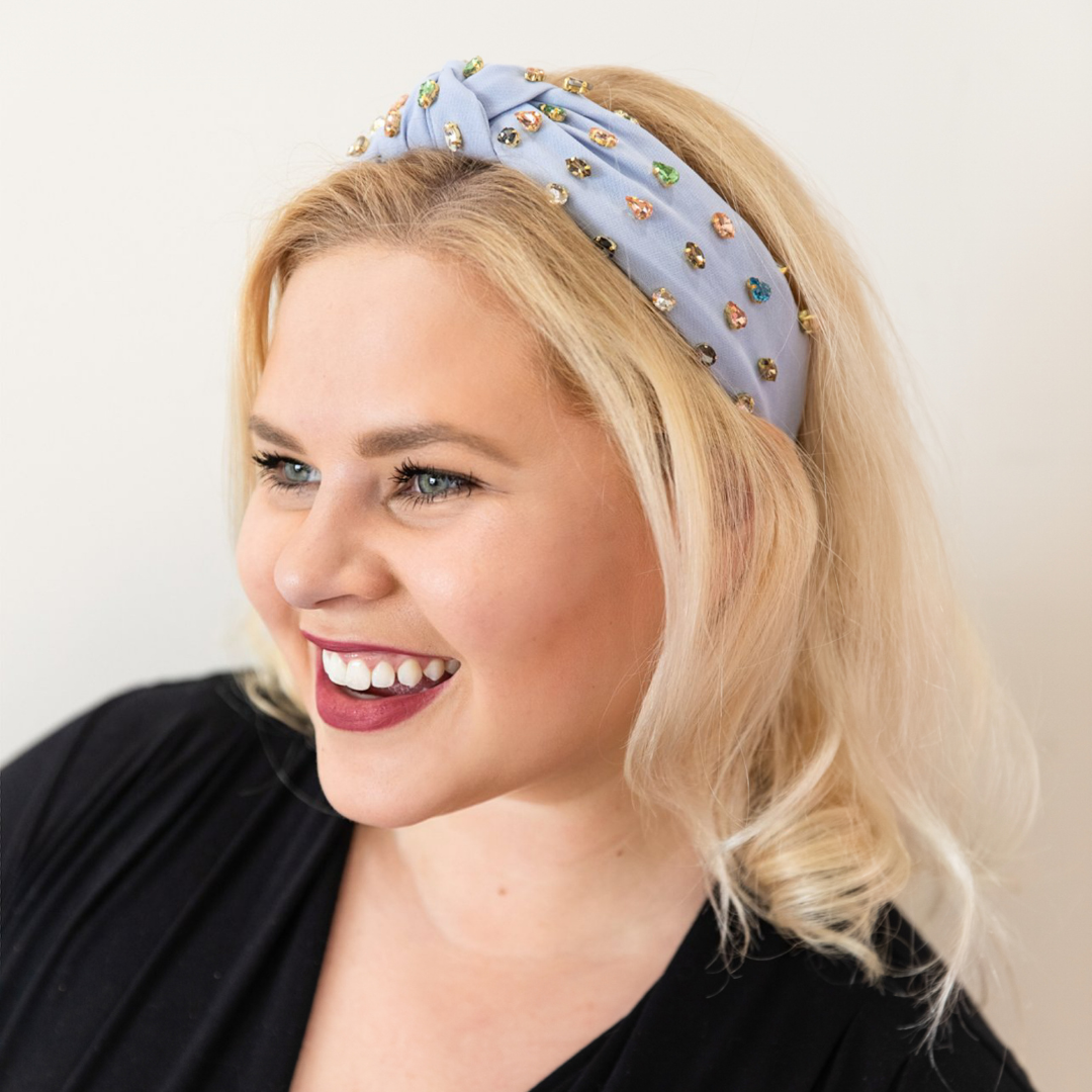 Traditional Knot Headband - Light Blue Gem From Headbands of Hope