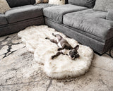PupRug™ Runner Faux Fur Memory Foam Dog Bed - Curve White with Brown Accents From Paw.com