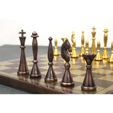 Brass Metal Modern Luxury Chess Pieces & Board Set 14" - Antique Copper & Gold From Royal Chess Mall