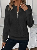 Texture Half Zip Long Sleeve Sweatshirt from Enfance-Heureuse
