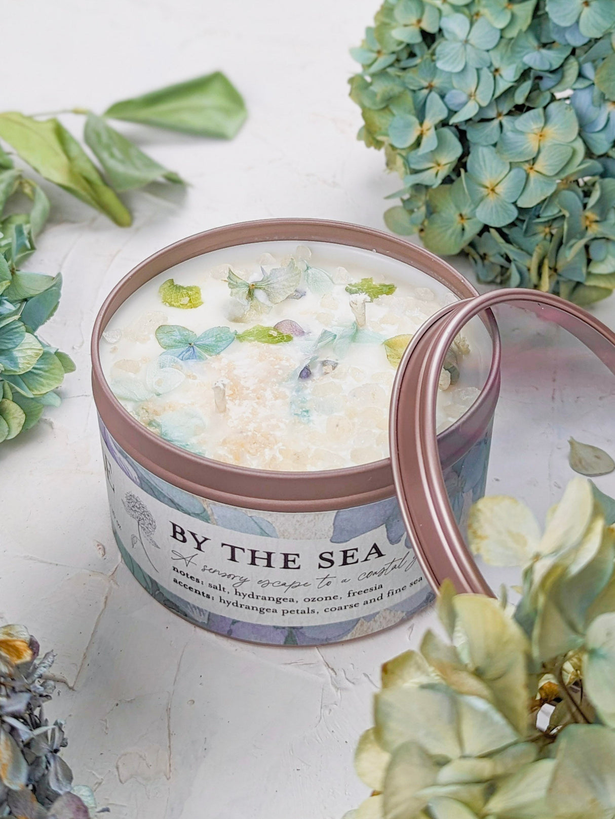 BY THE SEA Hydrangea Sea Salt Candle from Ash & Rose
