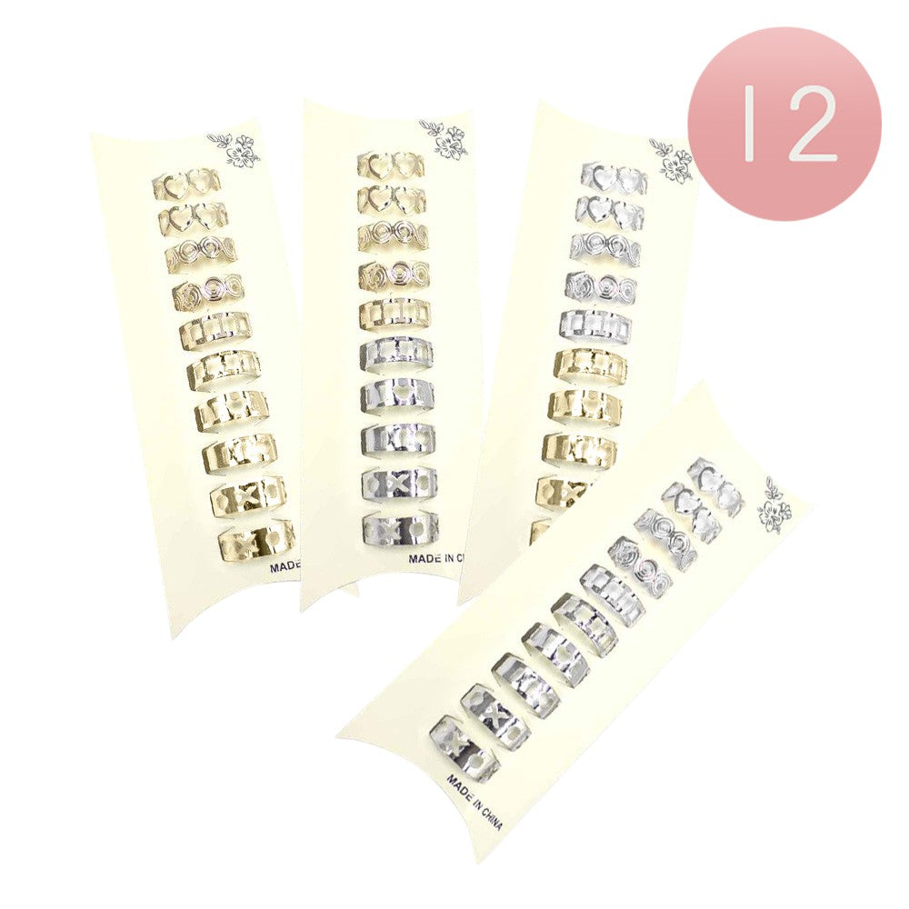 12 Set of 10 - Cut Out Heart XOXO Metal Toe Rings from Madeline Love
