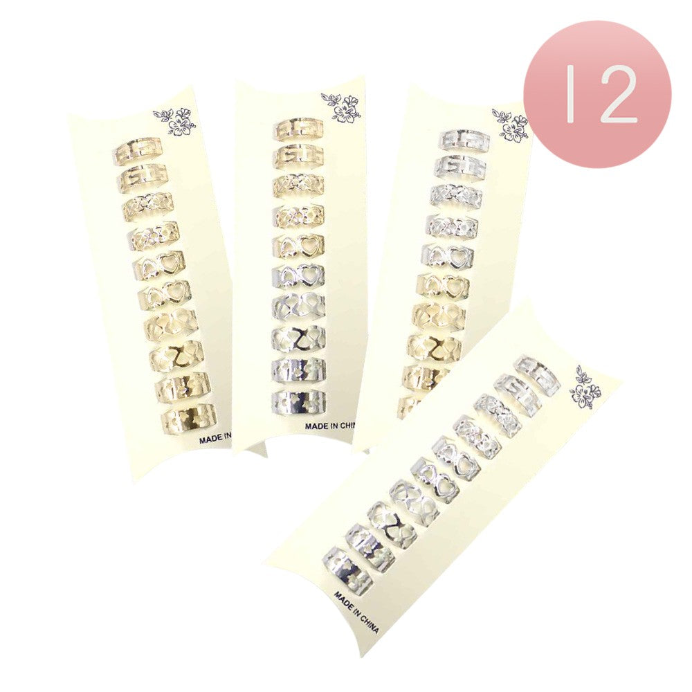 12 Set of 10 - Cut Out Heart Metal Toe Rings from Madeline Love