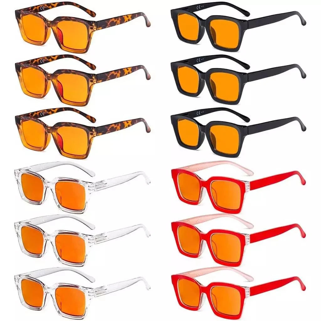 12 Pack Orange Tinted Stylish Blue Light Blocking Reading Glasses DS9106 from eyekeeper.com