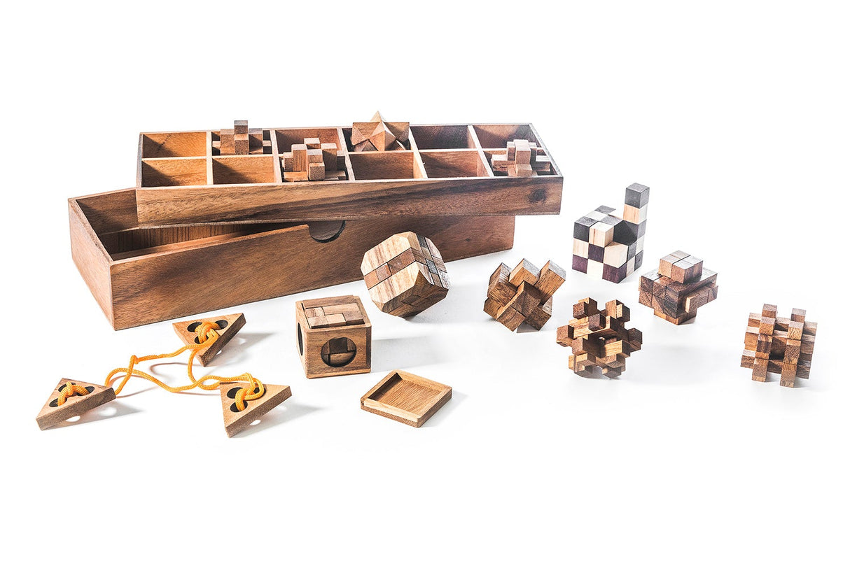 12 Escape Room Wooden Brain Teaser Puzzle Gift Set from Kubiya Games