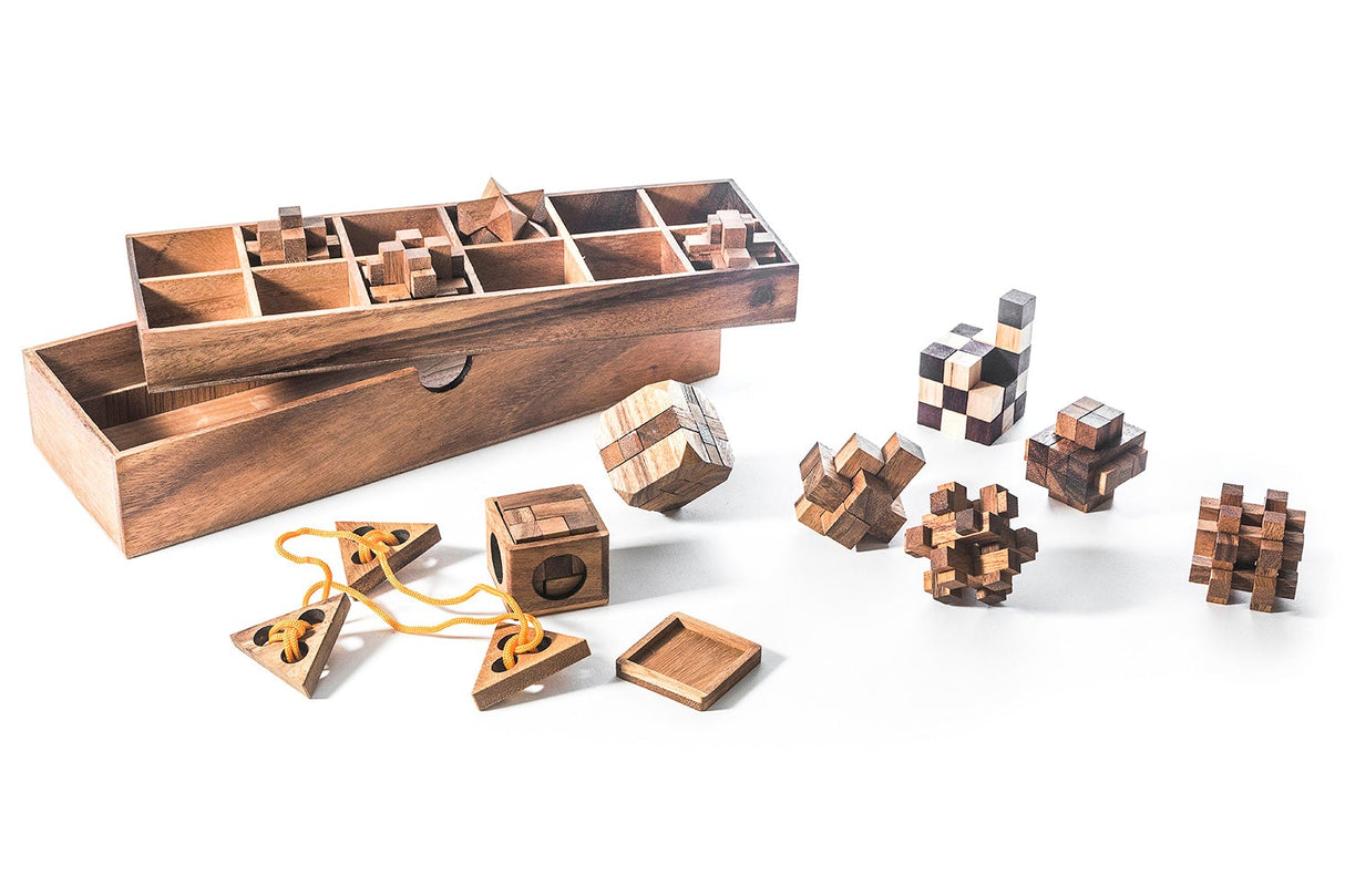 12 Escape Room Wooden Brain Teaser Puzzle Gift Set from Kubiya Games