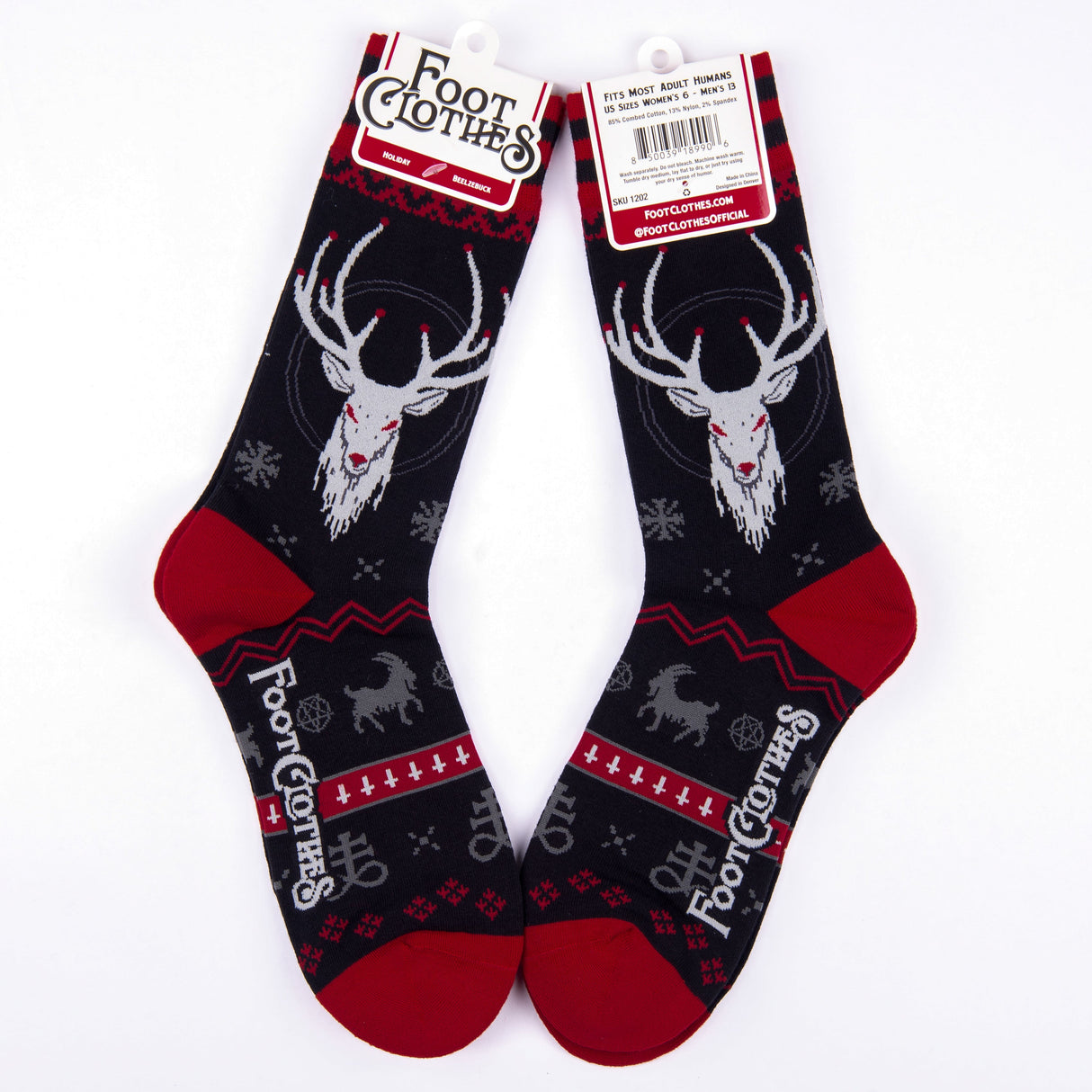 Beelzebuck Ugly Xmas Sweater Crew Socks from FootClothes