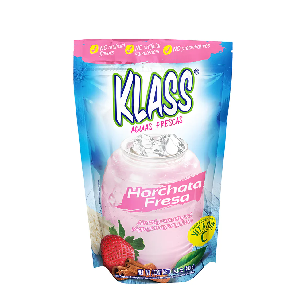 Klass Listo Horchata Fresa Drink Mix Powder 14.1 oz from Mexmax INC.