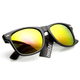 Flat Matte Black Mirrored Polarized Lens Horned Rim Sunglasses 8030 from zeroUV