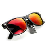 Flat Matte Black Mirrored Polarized Lens Horned Rim Sunglasses 8030 from zeroUV