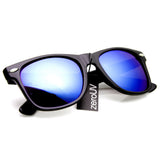 Flat Matte Black Mirrored Polarized Lens Horned Rim Sunglasses 8030 from zeroUV