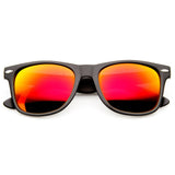 Flat Matte Black Mirrored Polarized Lens Horned Rim Sunglasses 8030 from zeroUV