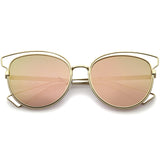 Women's Modern Flat Lens Cat Eye Metal Sunglasses A323 from zeroUV