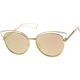 Women's Modern Flat Lens Cat Eye Metal Sunglasses A323 from zeroUV