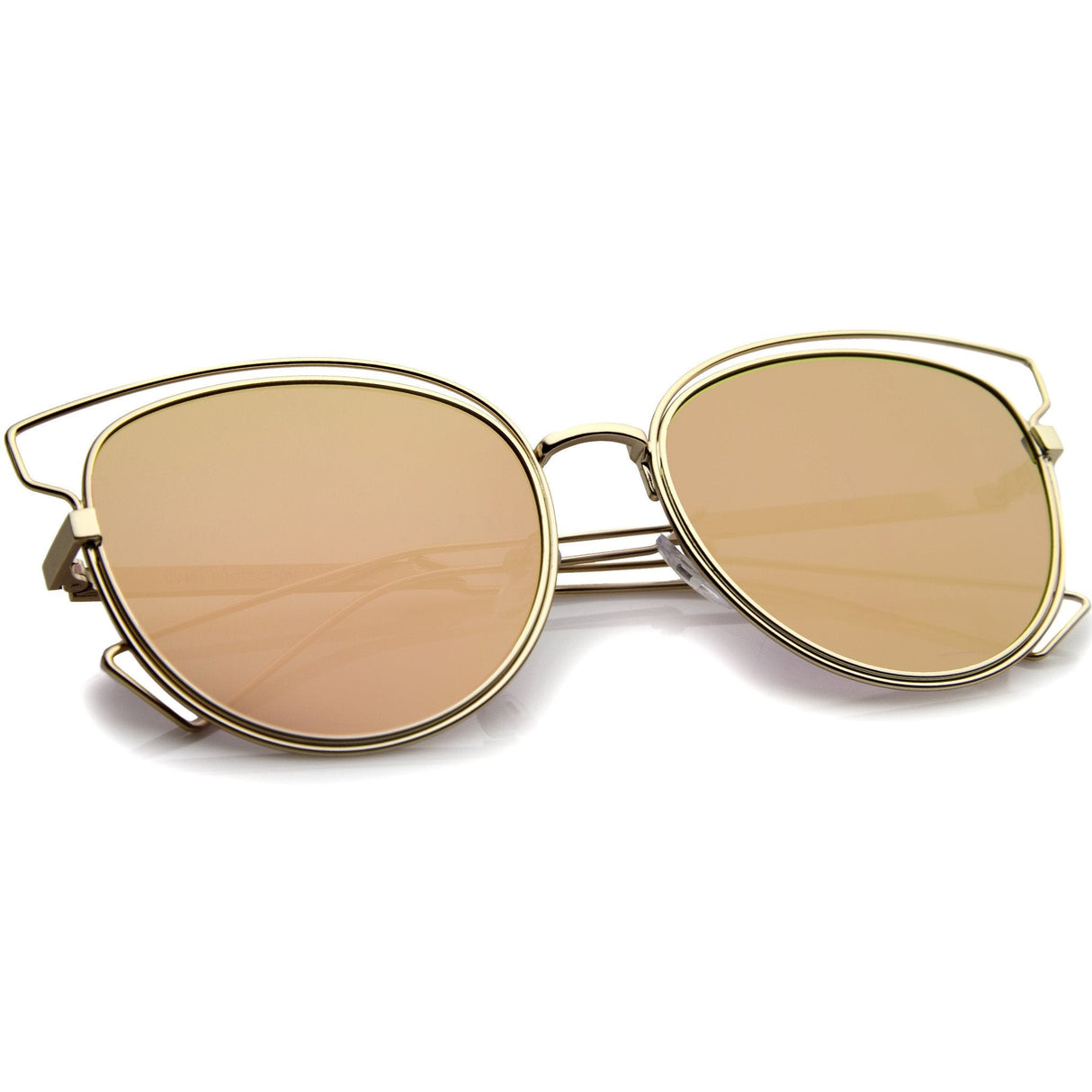 Women's Modern Flat Lens Cat Eye Metal Sunglasses A323 from zeroUV