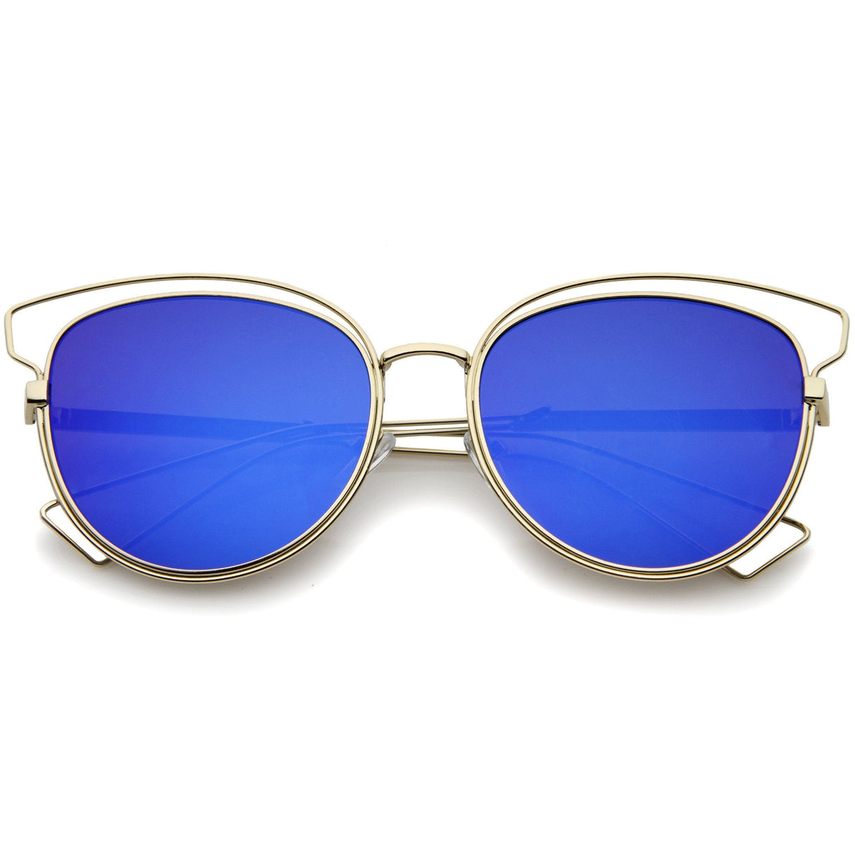 Women's Modern Flat Lens Cat Eye Metal Sunglasses A323 from zeroUV