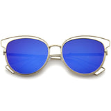 Women's Modern Flat Lens Cat Eye Metal Sunglasses A323 from zeroUV