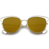 Women's Modern Flat Lens Cat Eye Metal Sunglasses A323 from zeroUV