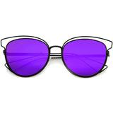 Women's Modern Flat Lens Cat Eye Metal Sunglasses A323 from zeroUV