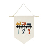 Train and Numbers Hanging Wall Banner from The Cotton & Canvas Co.