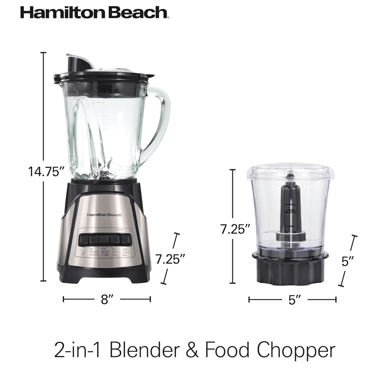 Hamilton Beach Power Elite Glass Jar Blender and Food Chopper Combo from Jupiter Gear Home